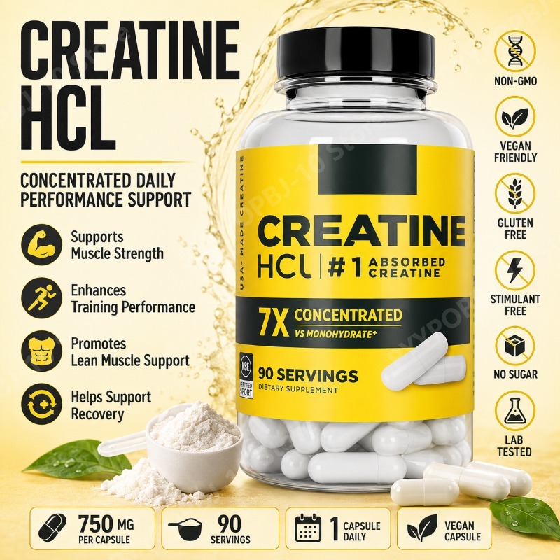 Nutrition Fitness Supplements - クレアチンHCl 750mg 90カプセル フィットネス筋肉サポート ベジタリアン 非遺伝子組み換え