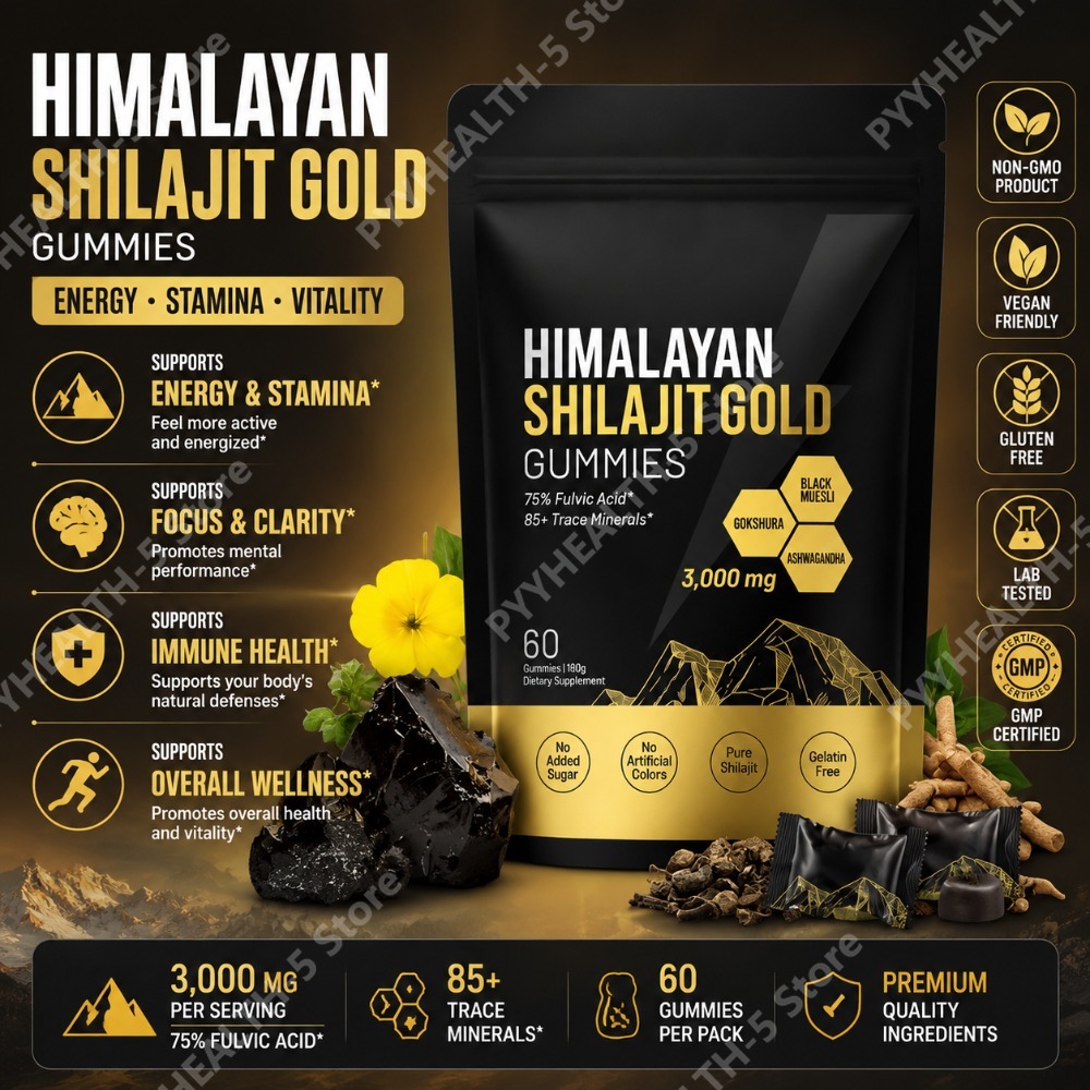 Shilajit Resin Pure - 純ヒマラヤ産シラジットグミ 3000mg シラジット樹脂サプリメント 85種類以上の微量ミネラル配合 毎日の免疫とエネルギーをサポート 60粒入り