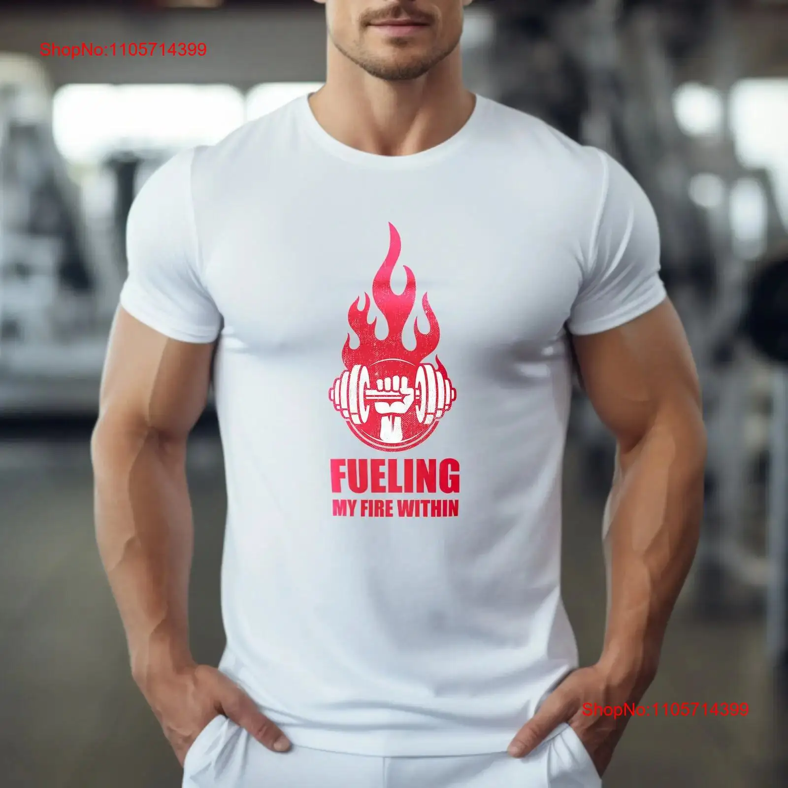 Fuel Fitness & Nutrition Oakbank - ジムモチベーションTシャツ「Fueling My Fire Within」ダンベルワークアウトフィットネス愛好家向けアパレルヴィンテージウォッシュドストレッチストリートウェア