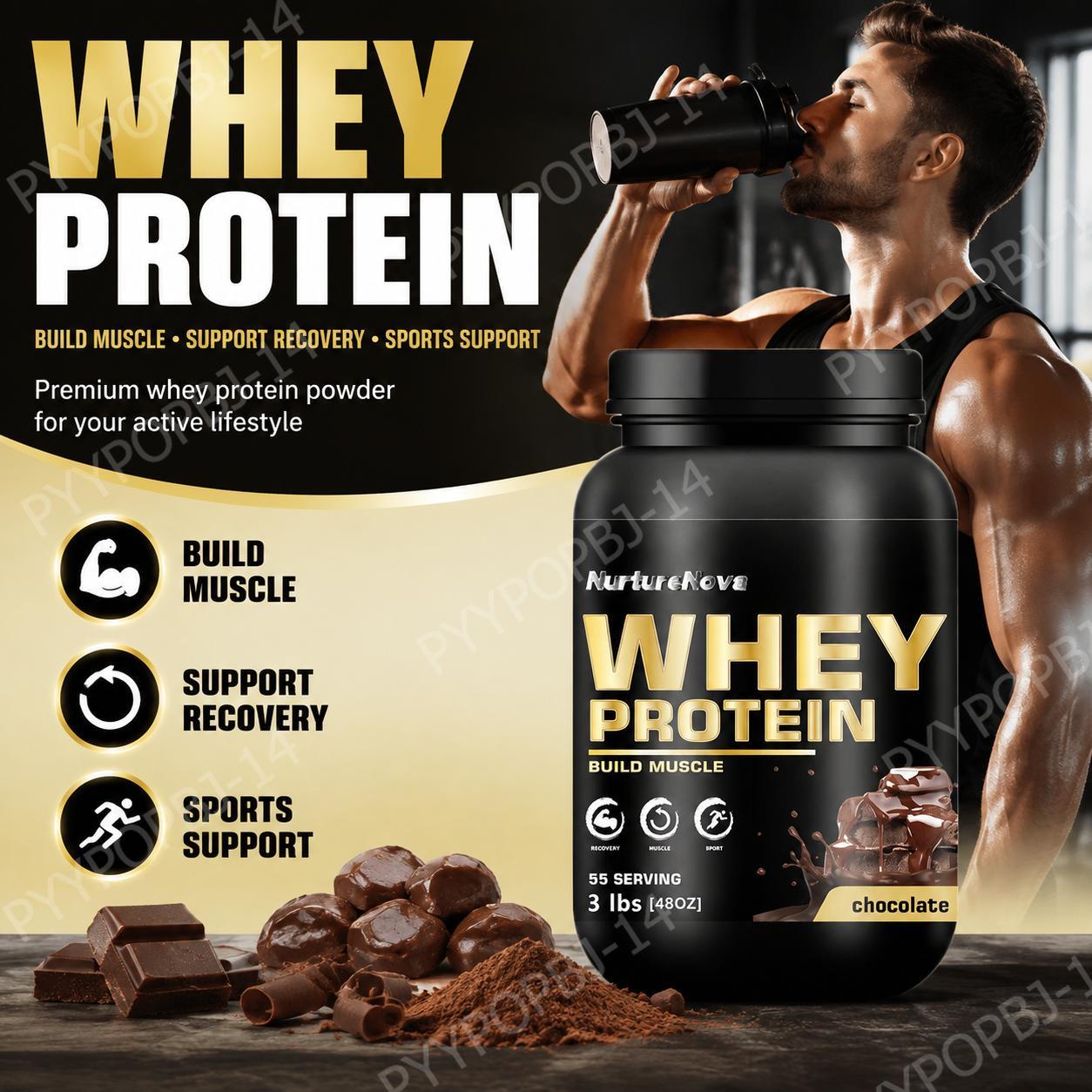 Fitness Nutrition Whey Protein - ナーチャーティノーバ チョコレートホエイプロテインパウダー 30g 1回分 55回分入り 筋肉増強・回復サポート