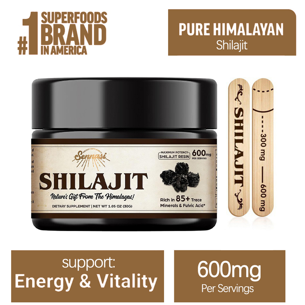 Shilajit Resin Pure - 純粋なヒマラヤ産シラジット樹脂、85種類以上の天然ミネラル配合、エネルギー、スタミナ、認知機能、免疫機能のためのシラジットサプリメント