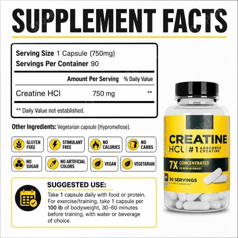クレアチンHCl 750mg 90カプセル フィットネス筋肉 - Nutrition Fitness Supplements のレビューと価格